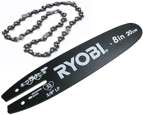 Parts Nuevo combo de barra y cadena Ryobi original 310982003 para Ryobi P4360; compatible con cadena 310987002 y barra 099988002009