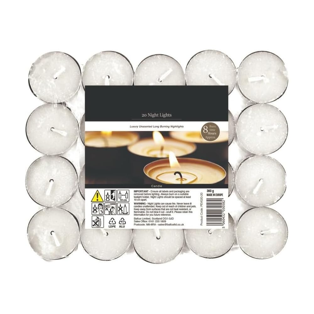 PHG Fresh Scented Tealight Candles with 8 Hour Burn Time | Long-Lasting Tealight Candle Set | Fancy Tealight Candles for Home Decoration | Quality Tealight Candle (Unscented Pack of 20)