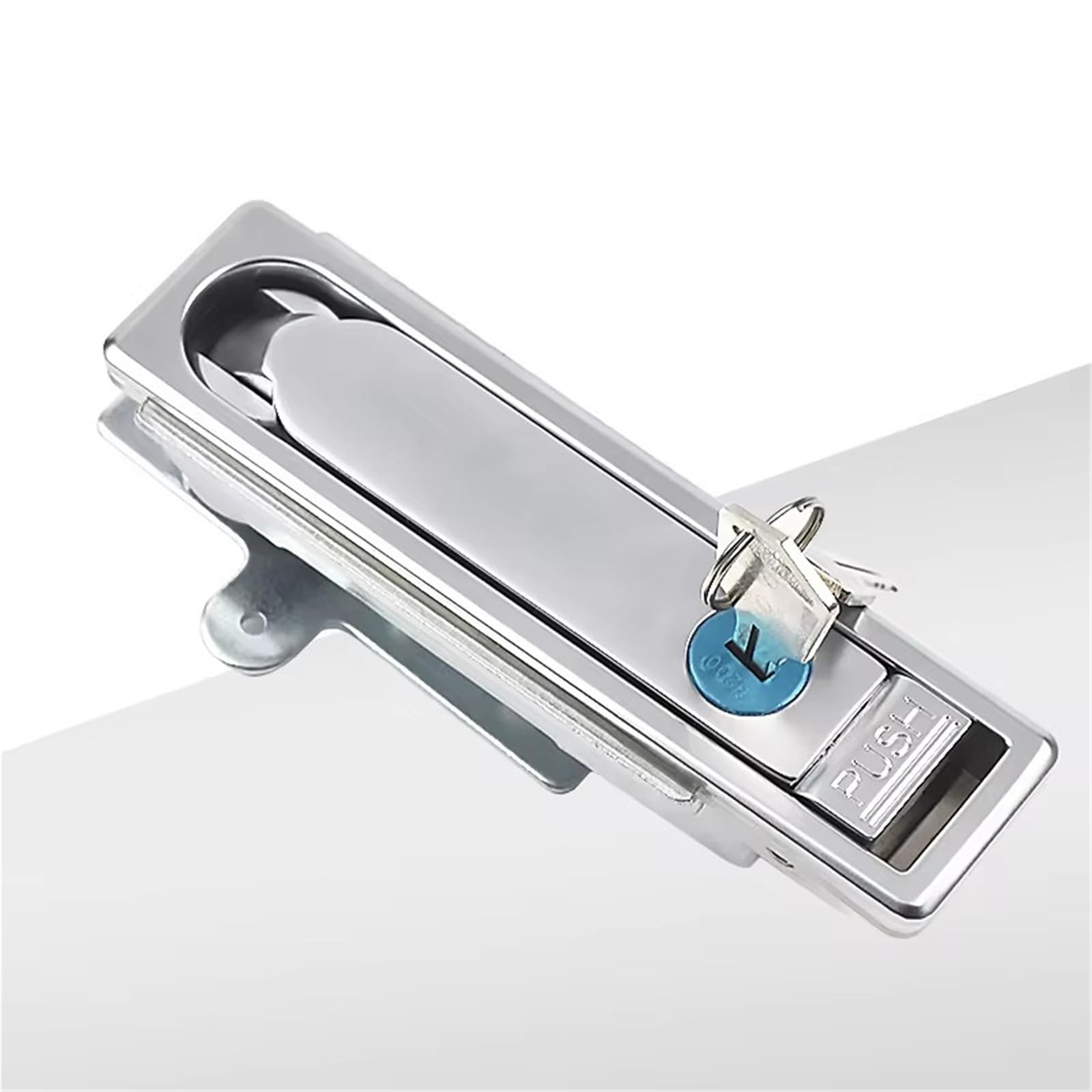 Serrure à porte Pop-Up Cinet argent mat à ouverture par pression pour armoire électrique