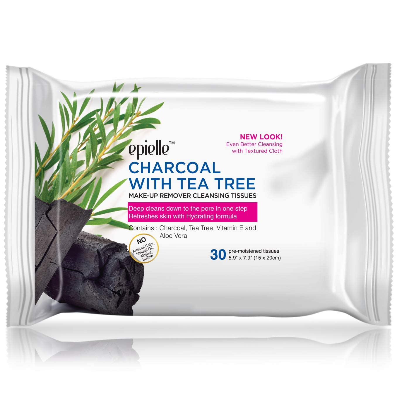 Epielle Makeup Remover Wipes, Remove Waterproof Mascara, Gentle Daily Facial Cleanser Towelettes with Collagen, Tea Tree & Aloe Vera, Stocking Stuffers, 30 Count (Pack of 6) - Image 3