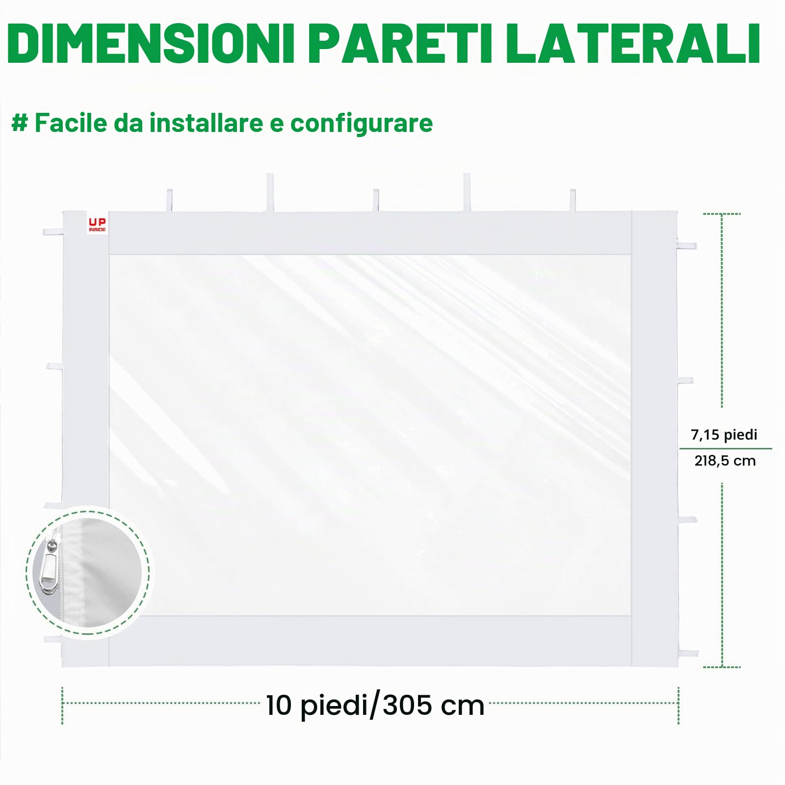Pareti Laterali Trasparenti 3x3m per Gazebo, Telo 210D Impermeabile con Velcro, Set 3 Pannelli Senza Struttura, Ideali per Giardino Fiere Eventi（nero, 3 pezzi）