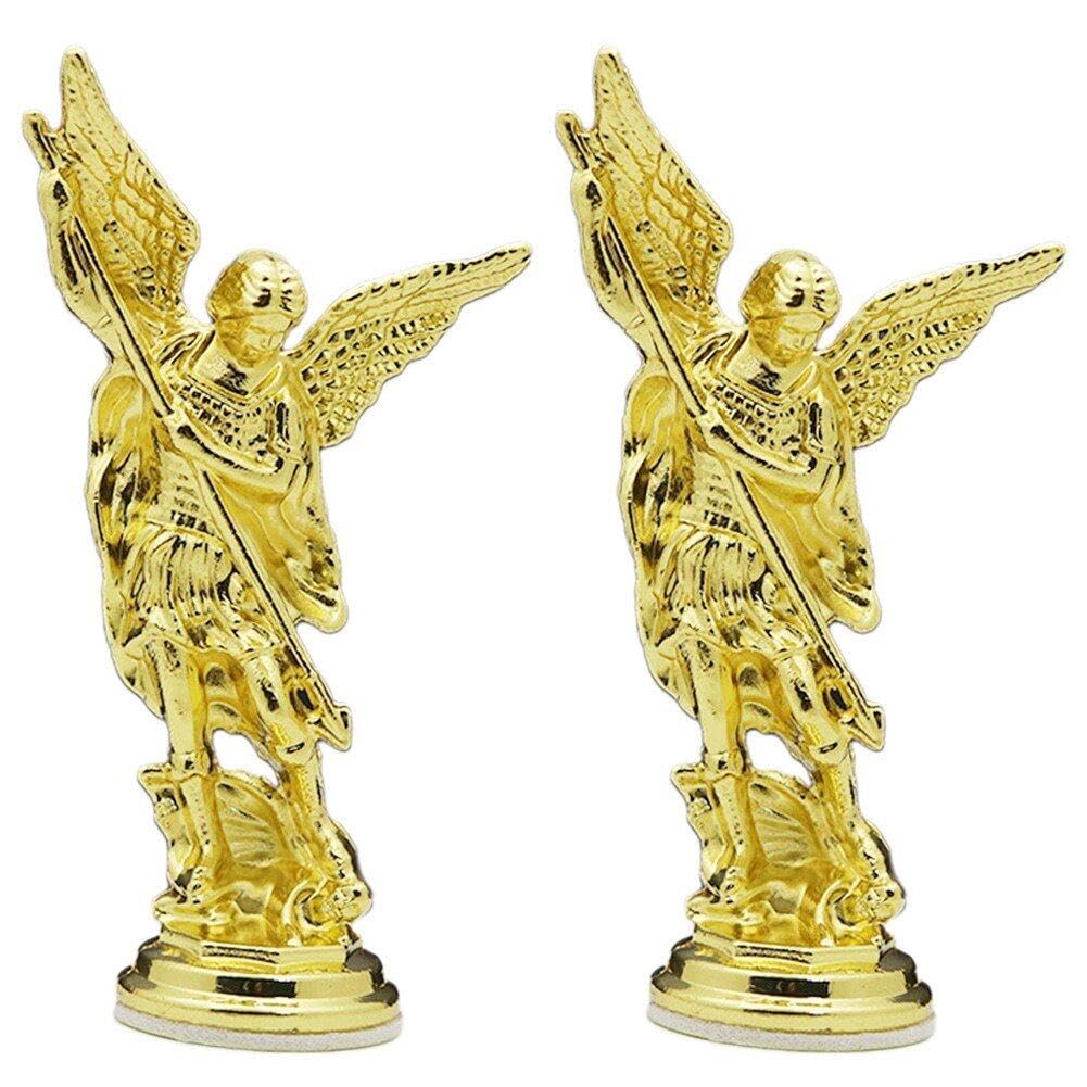 Wudaizhi Golden Saint Michael Figurinethe Archangel Defeating Satan Guardian Statues Zinc Alloy Ctafts For Home Room Desktop