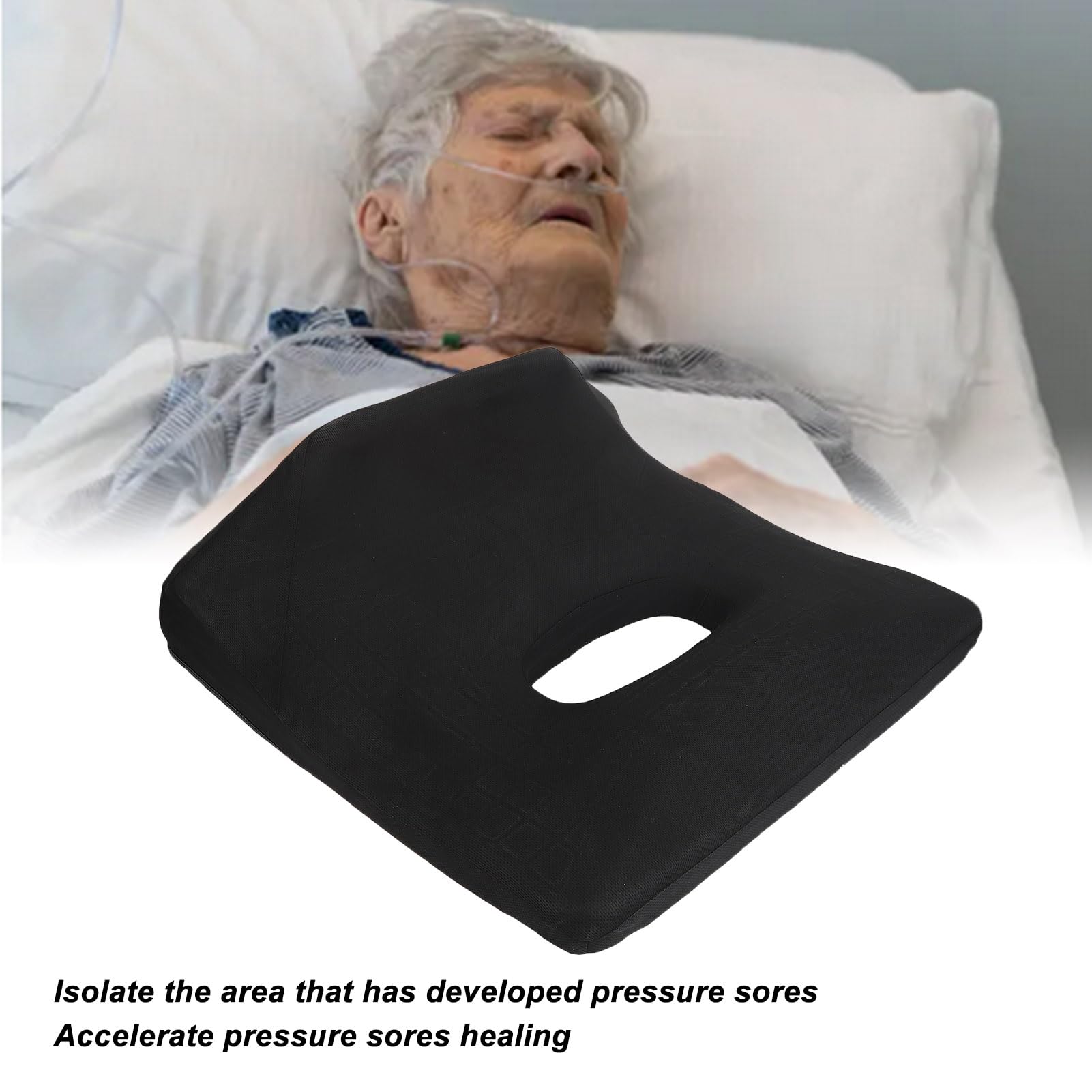 Cojín Antiescaras con Soporte para las Piernas, Cojines Transpirables de Espuma Viscoelástica para el Hueso del Trasero, Cojín Antiescaras con Diseño Hueco de Forma Ovalada para Ancianos, Postrados en