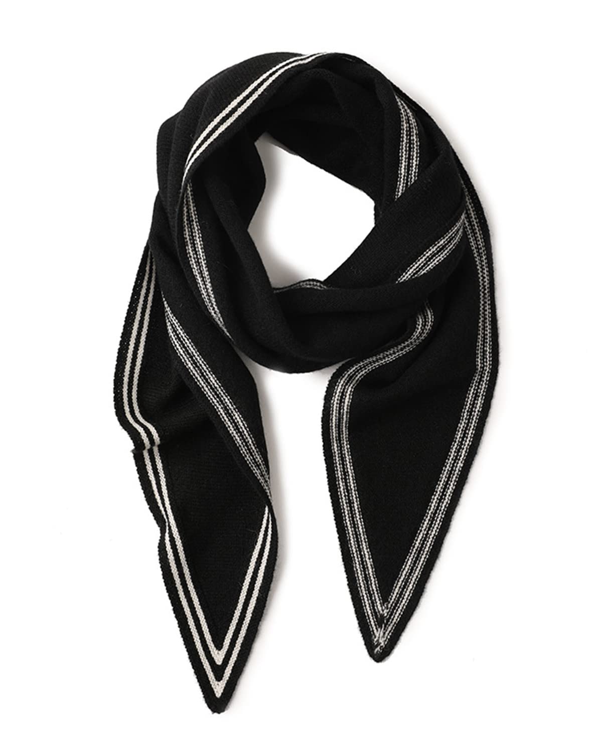100% Cashmere Sciarpa da Collo Piccola a Forma di Diamante, Super Morbido Sciarpe Triangolare a Maglia Caldo Donna Ragazza, Sciarpa a Triangolo Versatile in Primavera Autunno, Miglior Regalo Black