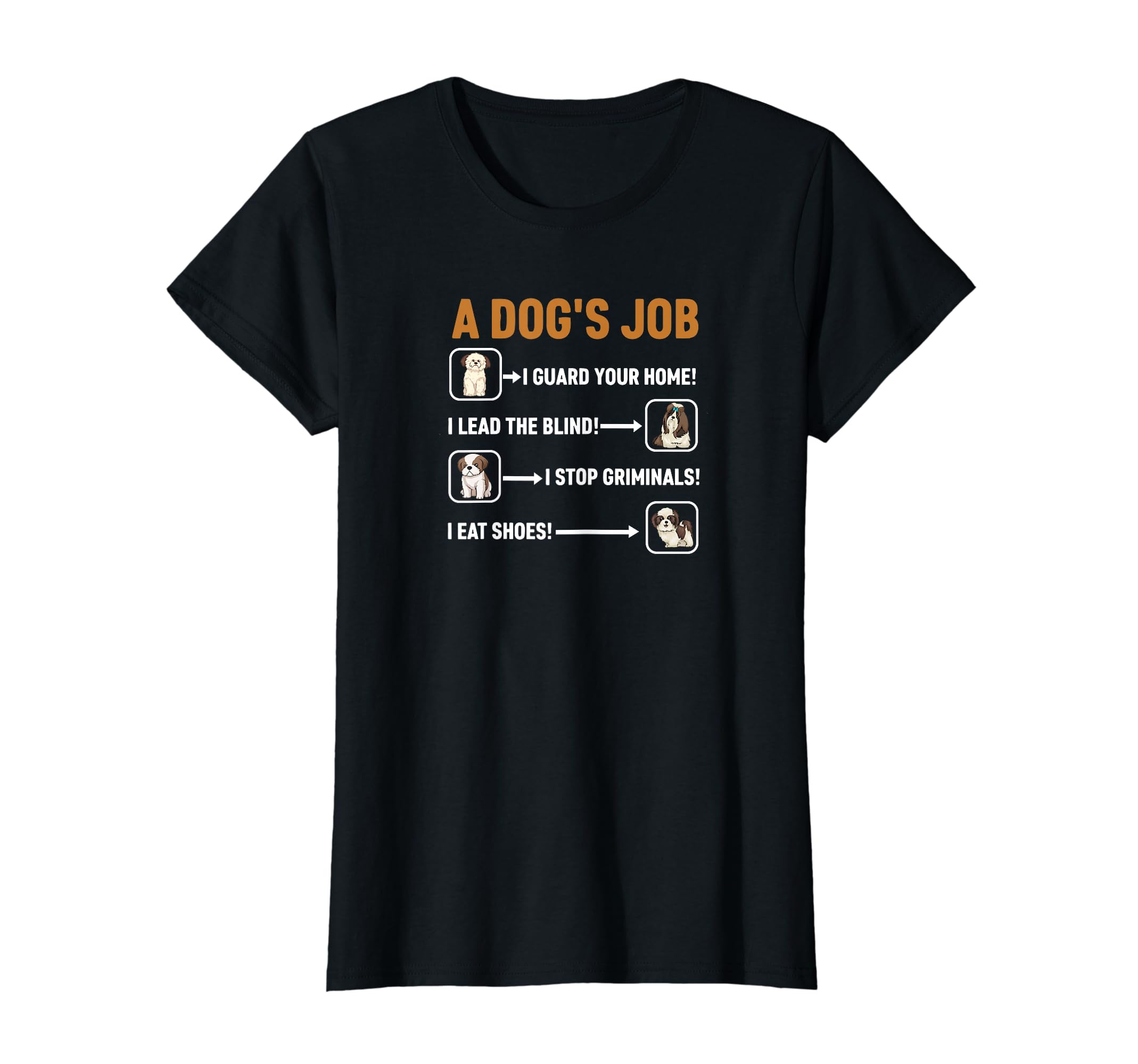 Shih Tzu Dog T-Shirt, Black, Female X-Small