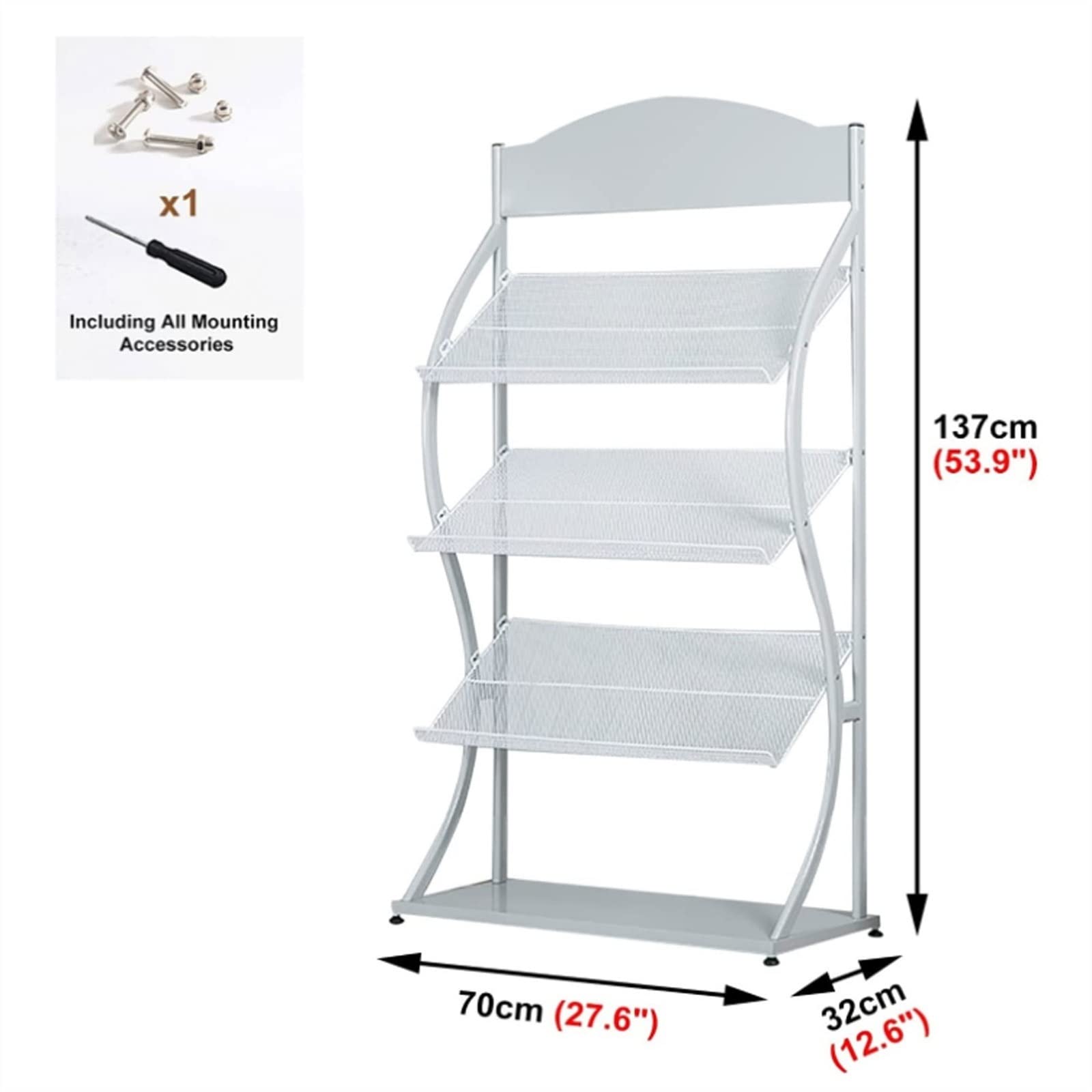 Revistero De Pie, Revistero, Organizador De Carteles Metálicos para Vestíbulos, Áreas De Hospitalidad Y Exposiciones Comerciales - Todos Los Accesorios De Monta(Blanco)