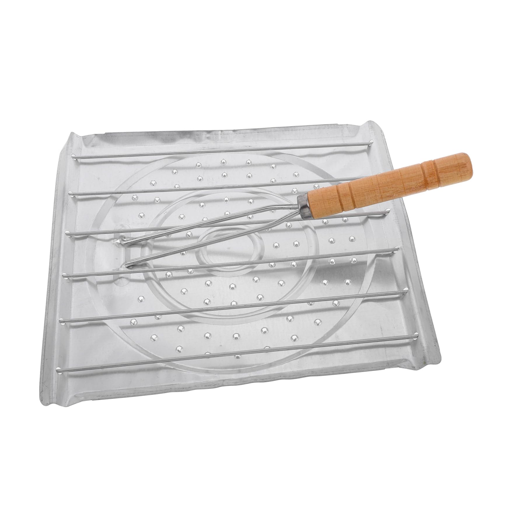 STOBAZA Versatile Outdoor Bbq Tool for Grill Smoking Meat Accessories Wooden Handle Cooking Utensil for Camping