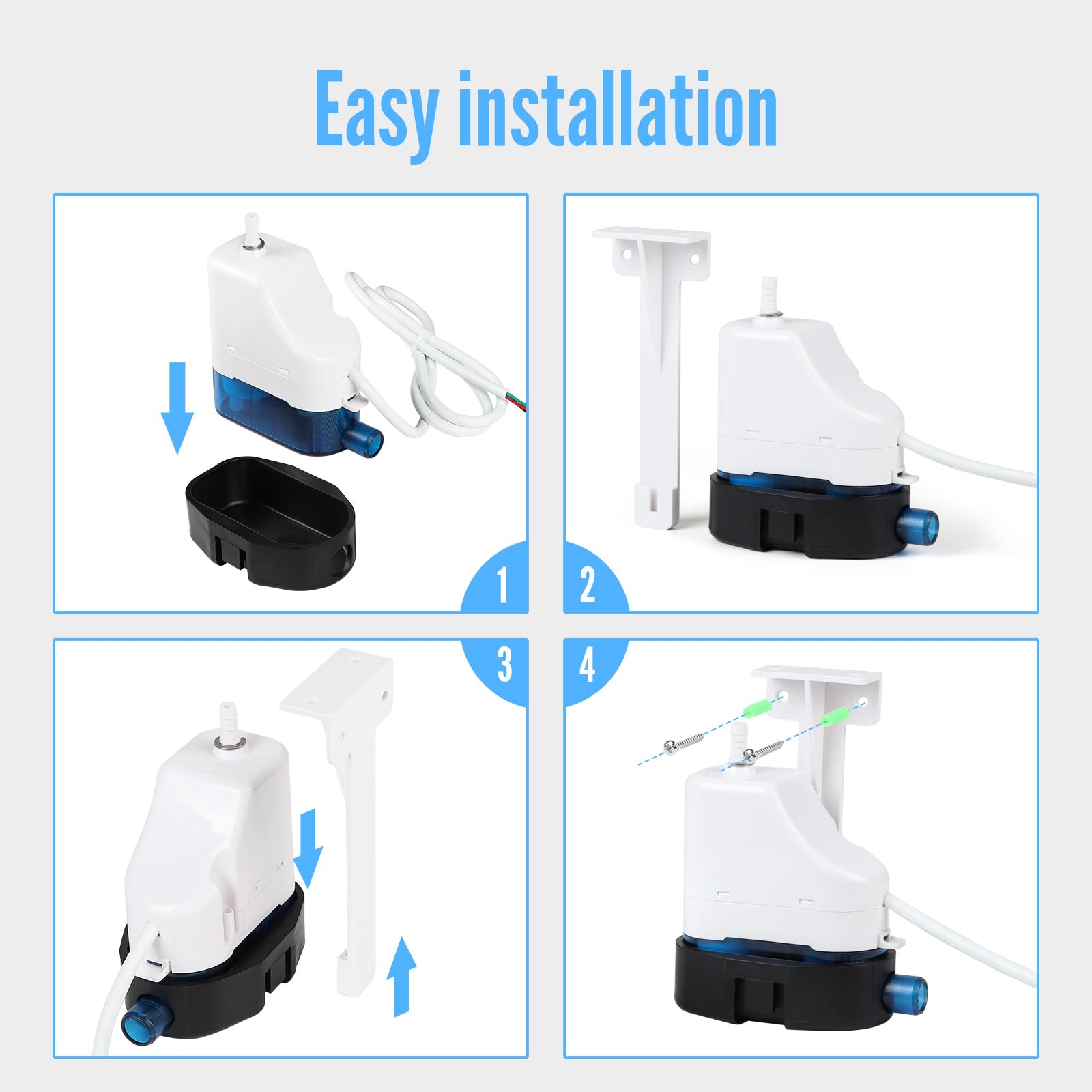SWAWIS Pompa della Condensa per Condizionatore, 19dB Pompa di Scarico Condizionata Automatica con 70ml Serbatoio dell'Acqua, Portata Massima 24L/h, Prevalenza 10m, per Condizionatori d'Aria 10kW