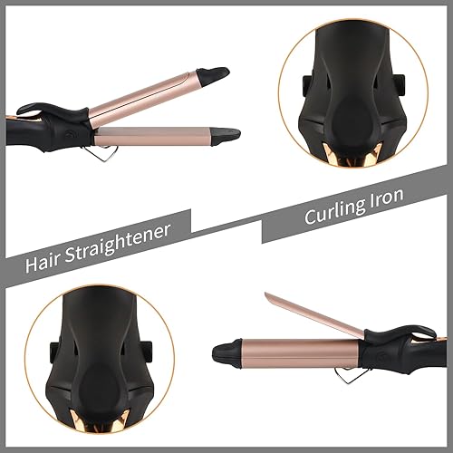 Miniatura 2 de AmoVee Rizador de viaje de 1 pulgada, doble voltaje para viajes por Europa, mini plancha plana 2 en 1, temperatura ajustable y apagado automático,