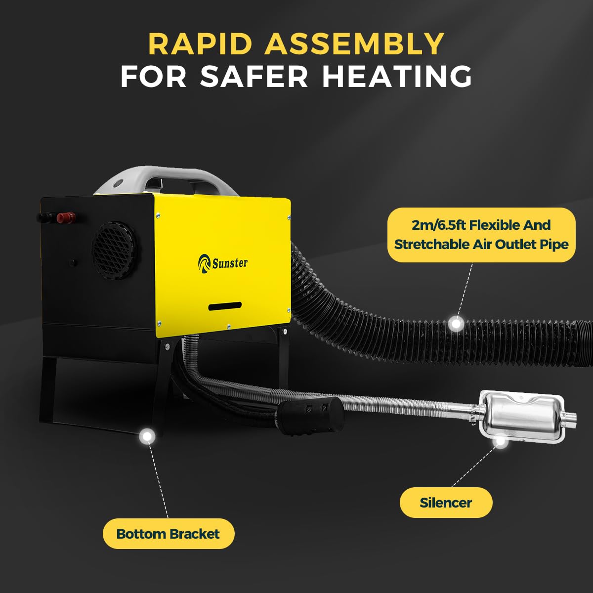 Sunster 8 kW Dieselheizung, 12V/24V/230V All-in-One Diesel-Luftheizung mit Fernbedienung & LCD-Bildschirm，AC-DC-Adapter,Untergestell,Tragbare Dieselheizung für LKW, Transporter, Wohnmobil
