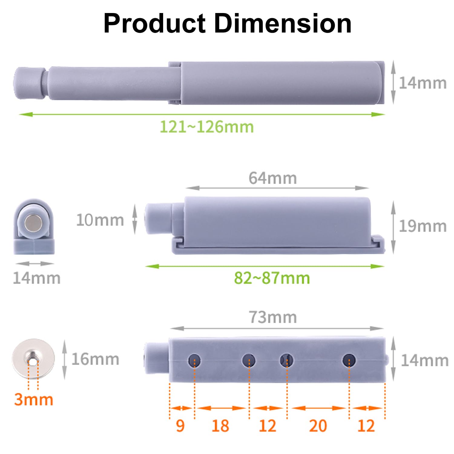 Greluma 6 Pz Chiusura a spinta per porta, chiusura magnetica per porta nascosta, armadi, cassetti per camper, armadietti della cucina