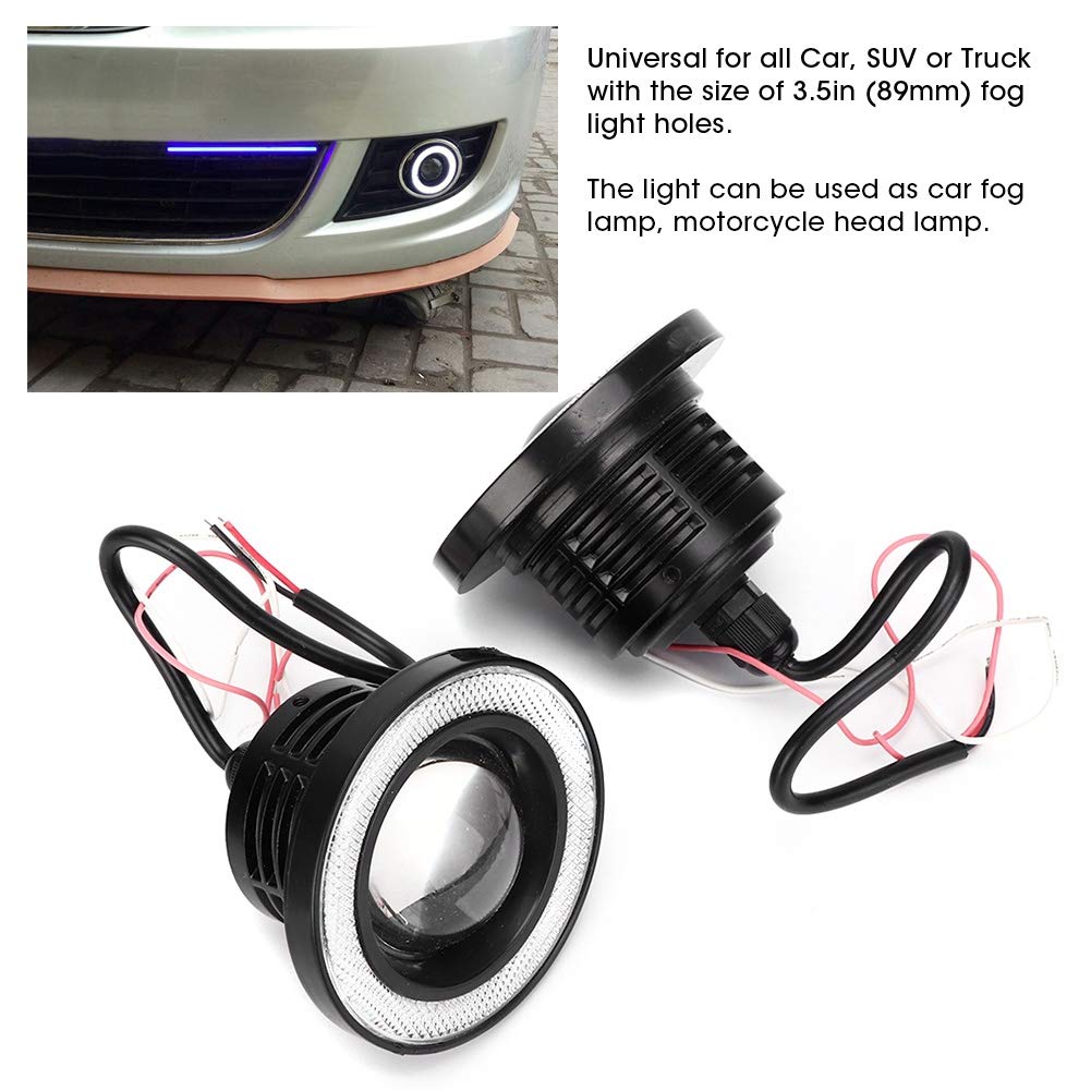Fendinebbia Anteriore LED Angel Eyes - Modifica 89mm Paraurti Con Lente Trasparente - Kit Coppia Lato Conducente e Passeggero