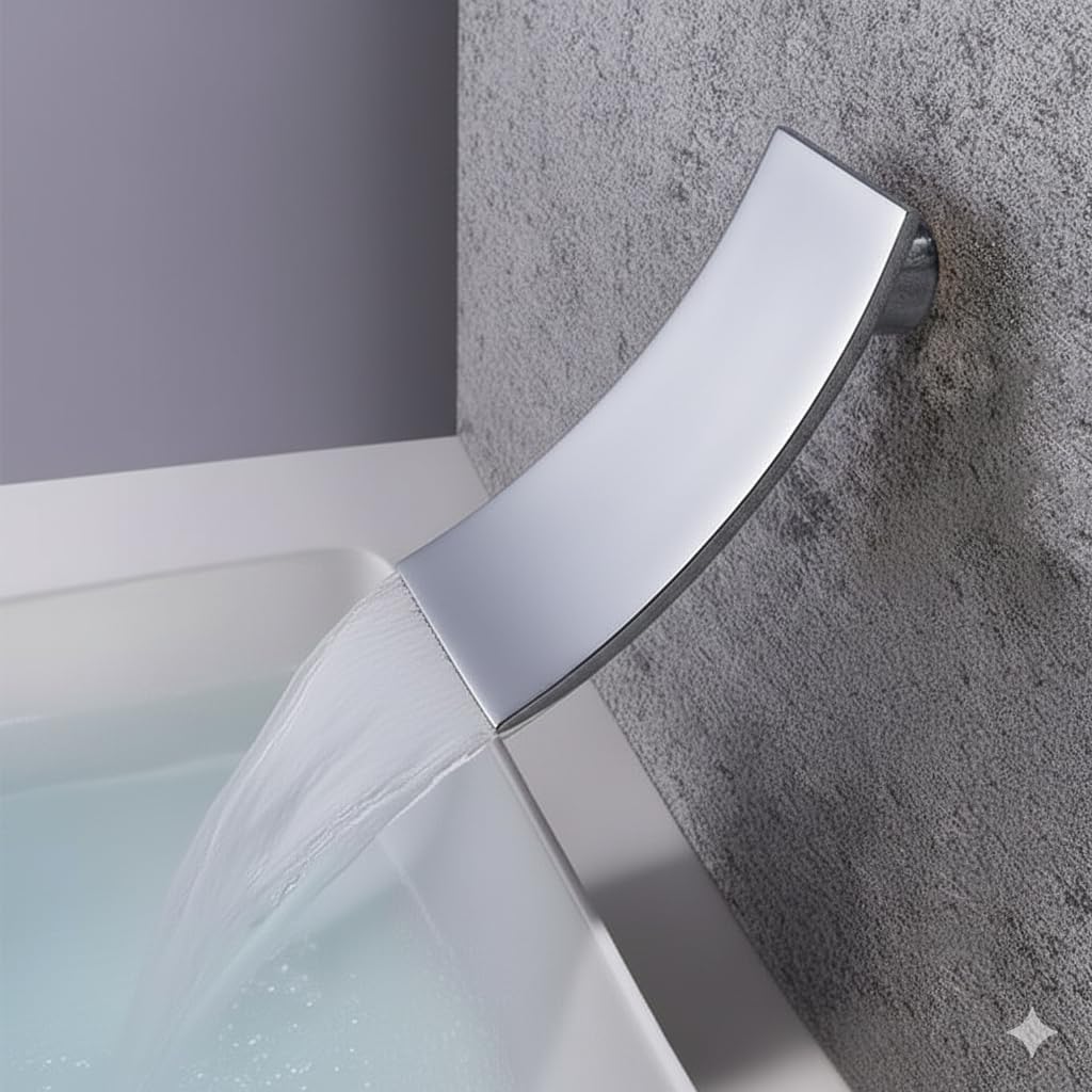 Glosy Wall Mounted Waterfall Shower/Faucet | Chrome Finish | Premium Brass Body | Luxury Cascade Flow for Bathroom & Bathtub | Rust & Corrosion Resistant-image-43