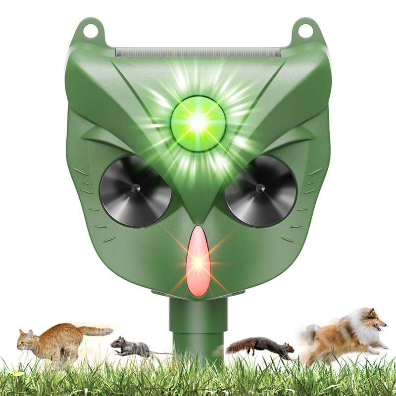 Répulsif Chat Ultrason, IPX4 Repulsif Chat Exterieur, 5 Modes Répulsif pour Chats Solaire, Répulsif pour Rongeurs Solaire pour Chats Chiens Souris Ratons...