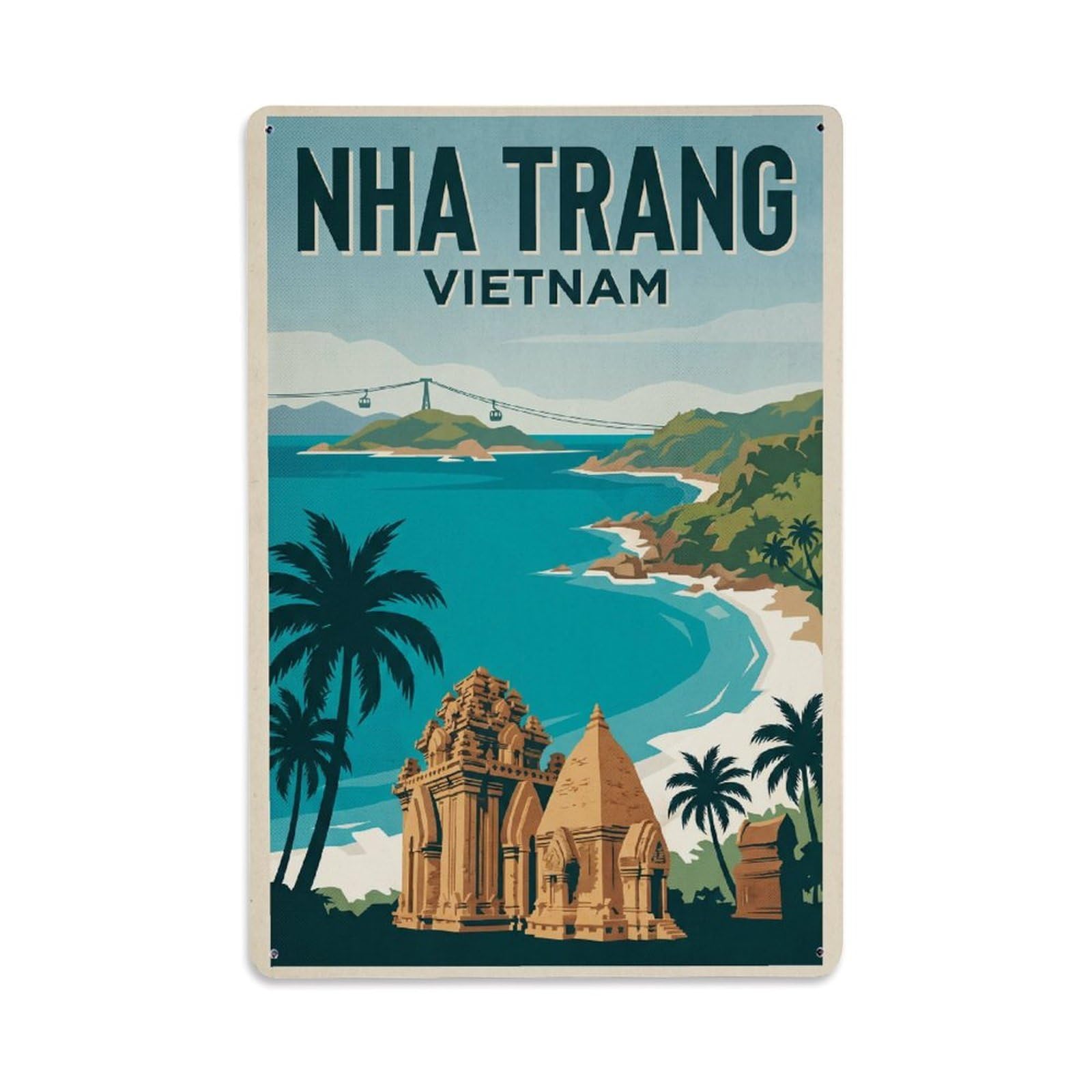 Vietnam Nha Trang Travel Retro Metal Tin Sign Plaque Wall Decor for Cafe, Club Bar, Office, Garden Metal Poster 8x12Inch