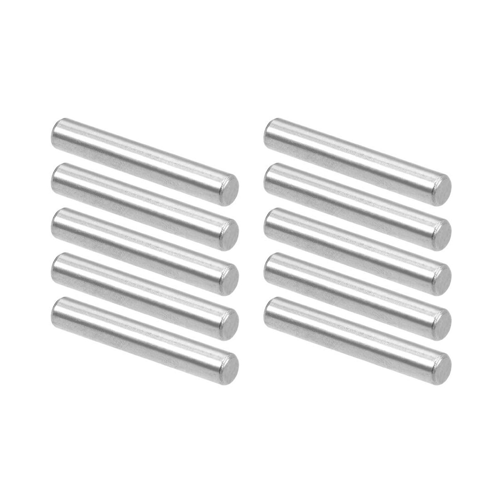 TOP-VIGOR 10Pcs 4mm x 25mm Dowel Pin Shelf Support Pegs, 304 Stainless Steel Cylindrical Shelf Support Pin Fasten Elements Silver Tone