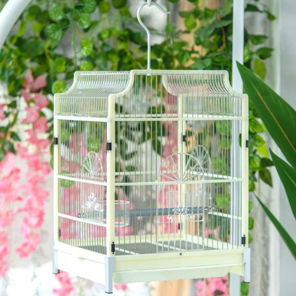 Jaula para pájaros de acero inoxidable, transportador profesional para loros con bandeja de tracción, ideal para anidar palomas y decoración de jardinería, exquisito diseño para colgar