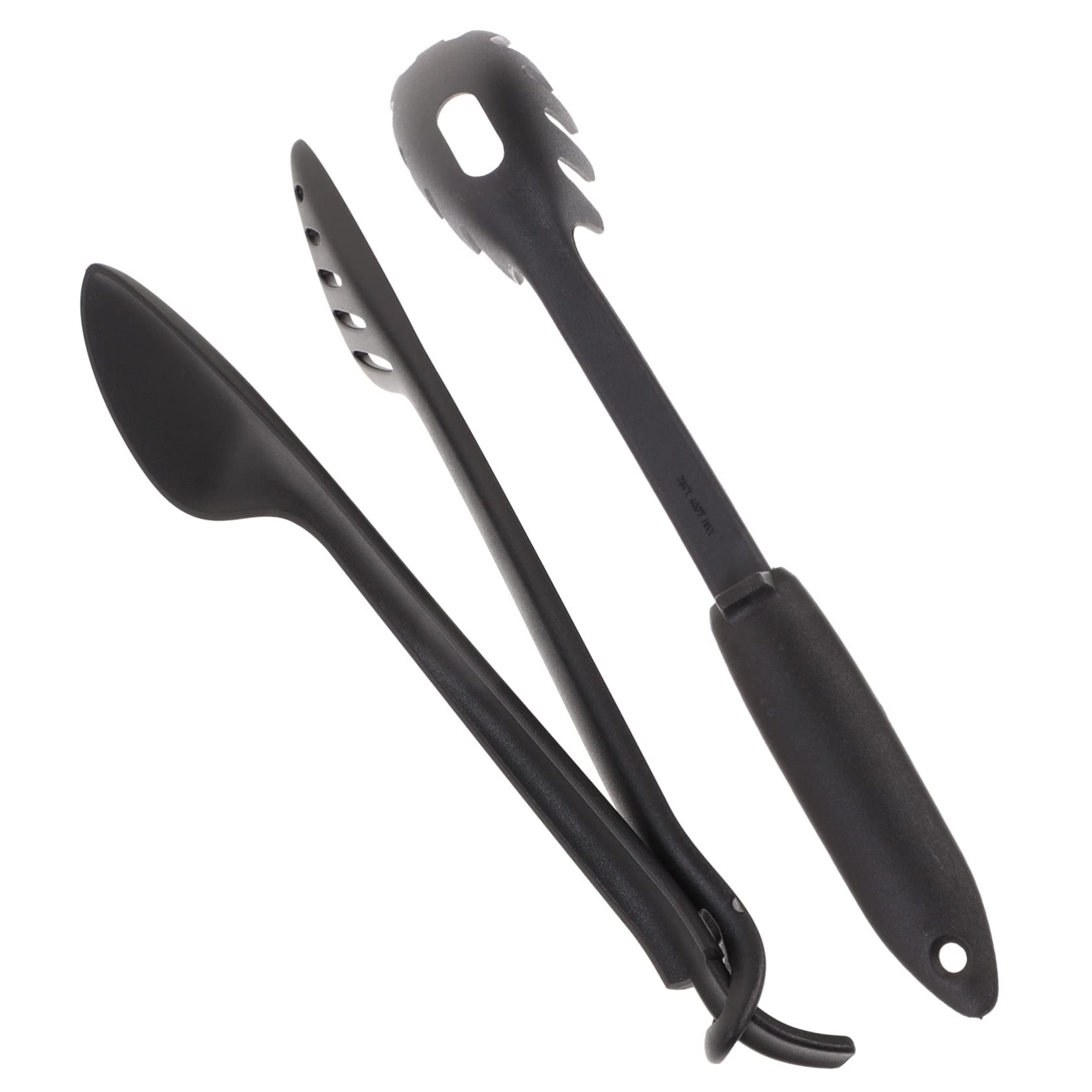 Reusable Spaghetti Tong Set, Nylon Pasta Serving Tool, Black