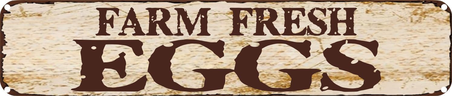 Vintage Tin Sign Retro Metal Wall Decor Farm Fresh Eggs Rustic Aluminum Plaque for Home,Bar,Kitchen,Garage,Man Cave 4x16 Inch