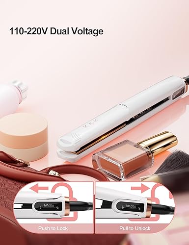 Miniatura 7 de K&K Plancha de pelo con revestimiento de cerámica turmalina original, plancha de pelo profesional de 1 pulgada flotante y rizador 2 en 1, doble