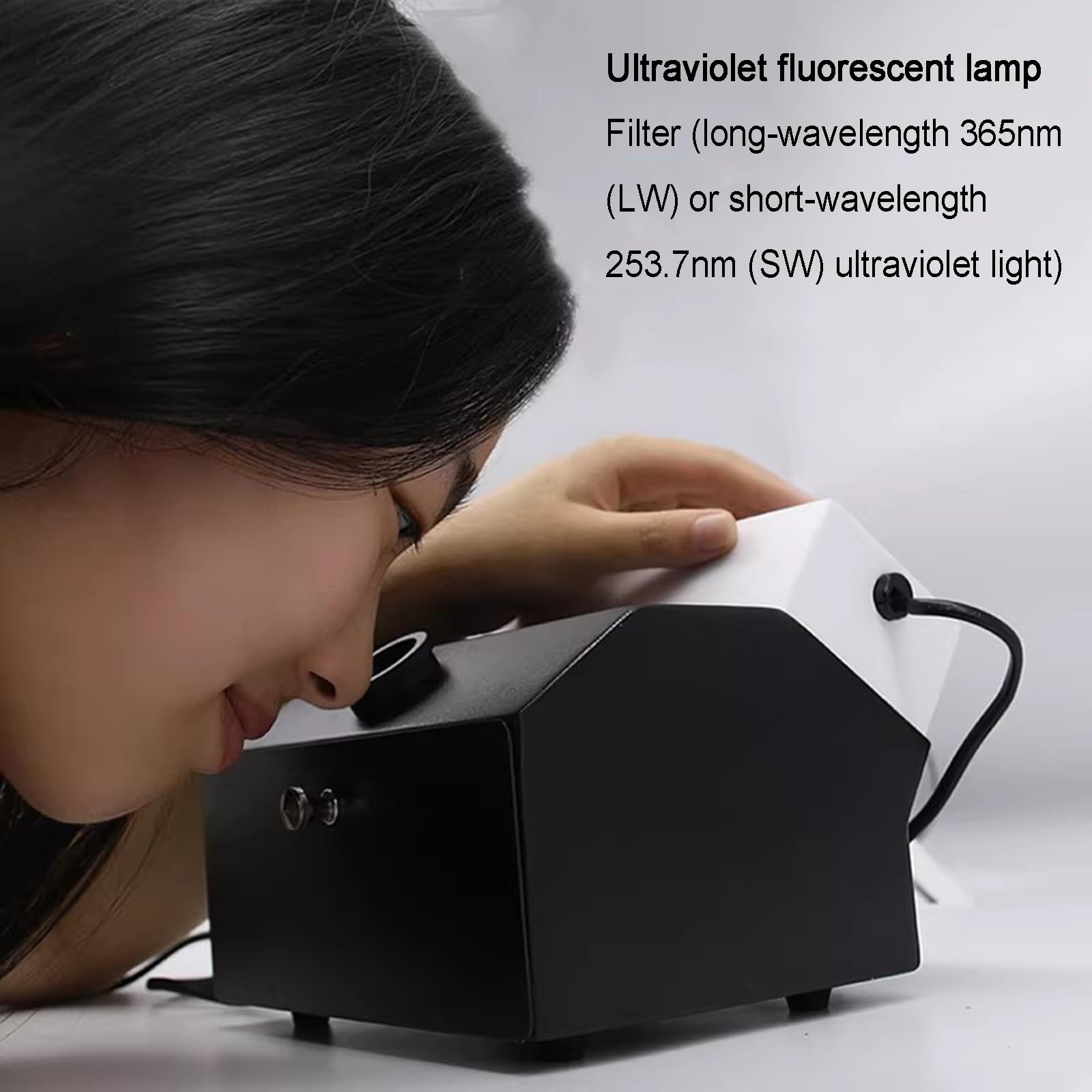 UV-Fluoreszenz-Lichtbox Für Schmuck, Hilfsmittel Zur Edelsteinbestimmung, Mit Langwelligem Licht (365 Nm) Und Kurzwelligem Licht (253,7 Nm), Für Juweliere