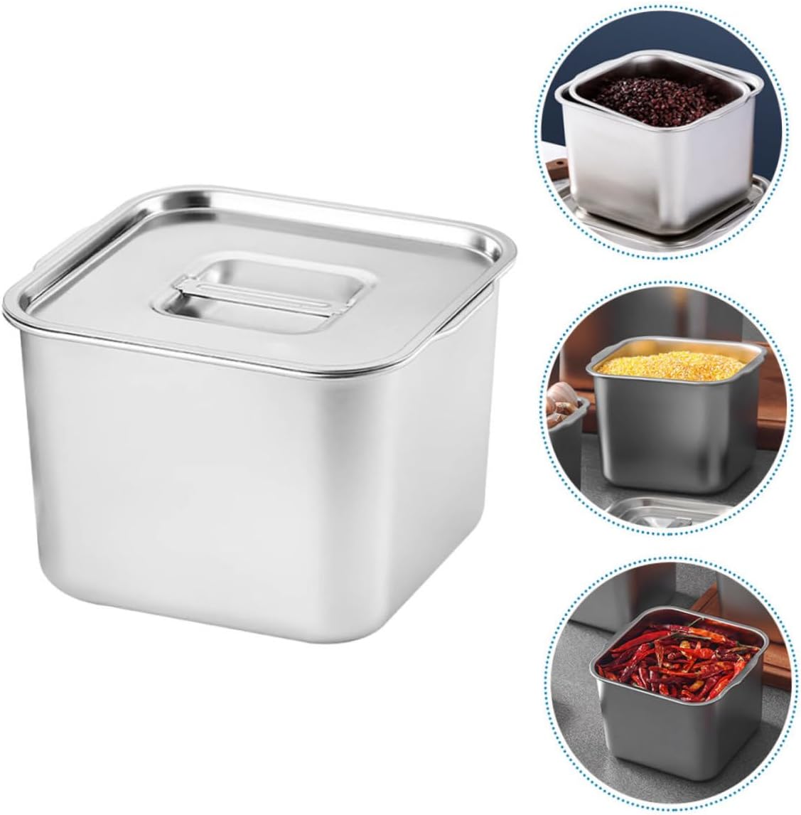 LABRIMP Condiment Pot Spice Jar Lids Stainless Steel Seasoning Holder Airtight Lids for