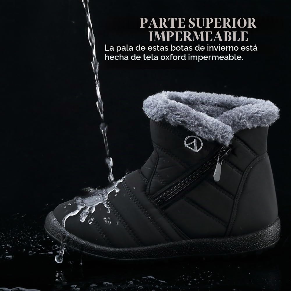 Botas de Nieve Botas para Niñas Invierno Calentar Forrada Botas para Niños Impermeables Exterior Antideslizante Planas Casual Caminar Botas Negro 32 EU