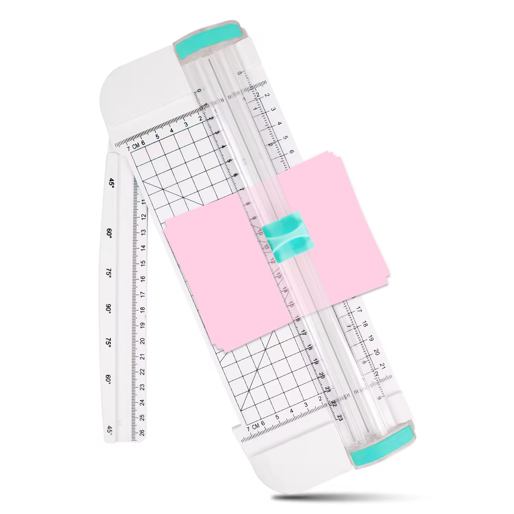 Cortador de papel A5, Guillotina de Papel Automático de Seguridad Salvaguardar, Corte de Rejilla y Ángulo, con Regla de Extension, para Pequeños Pedazos Etiqueta de Papel o Fotografías
