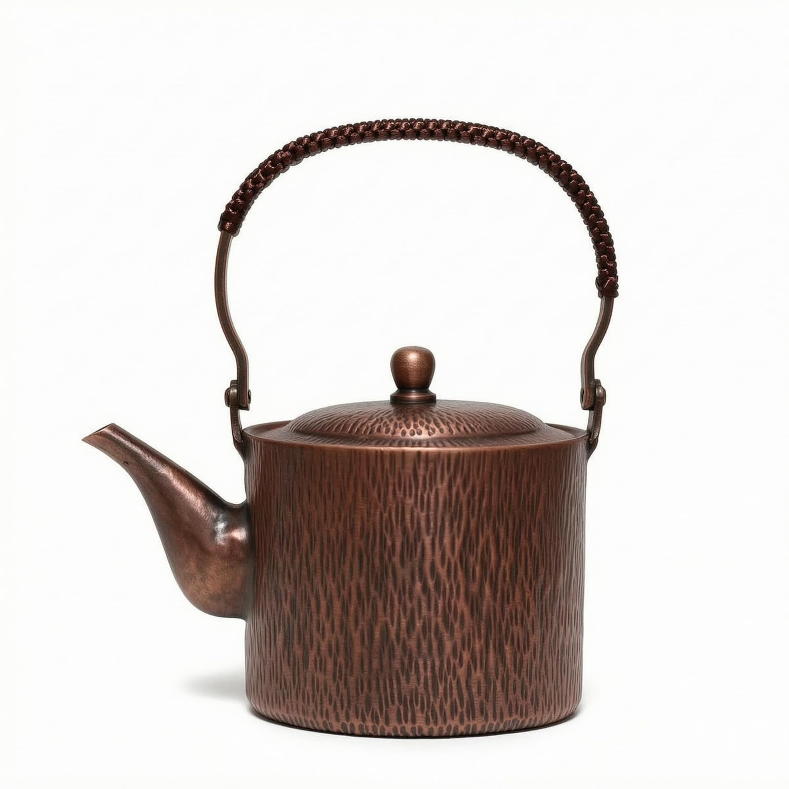 Harilla Bollitore in Rame Forgiato Teiera Caraffa con Motivo Martellato E Spout Lungo Controllato Coperchio con Pomolo Adatto per Preparazione Tè Routine, Rame, Effetto Invecchiato, 1100cc