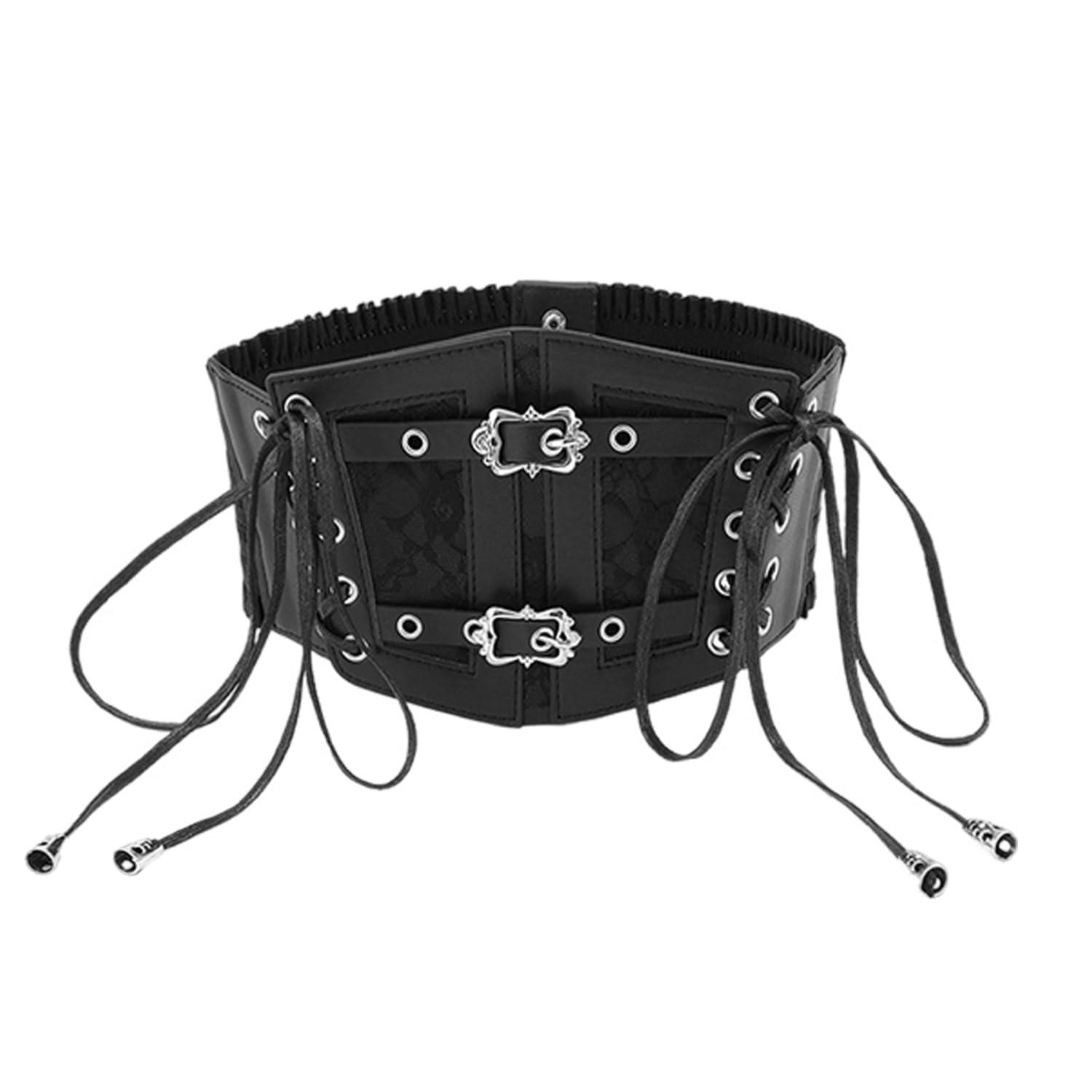 Hinfhi Unisex Black 1 Piece Retro Belt, Women's Wide Belt, Elastic Comfortable Belt, Punk Style Accessories.