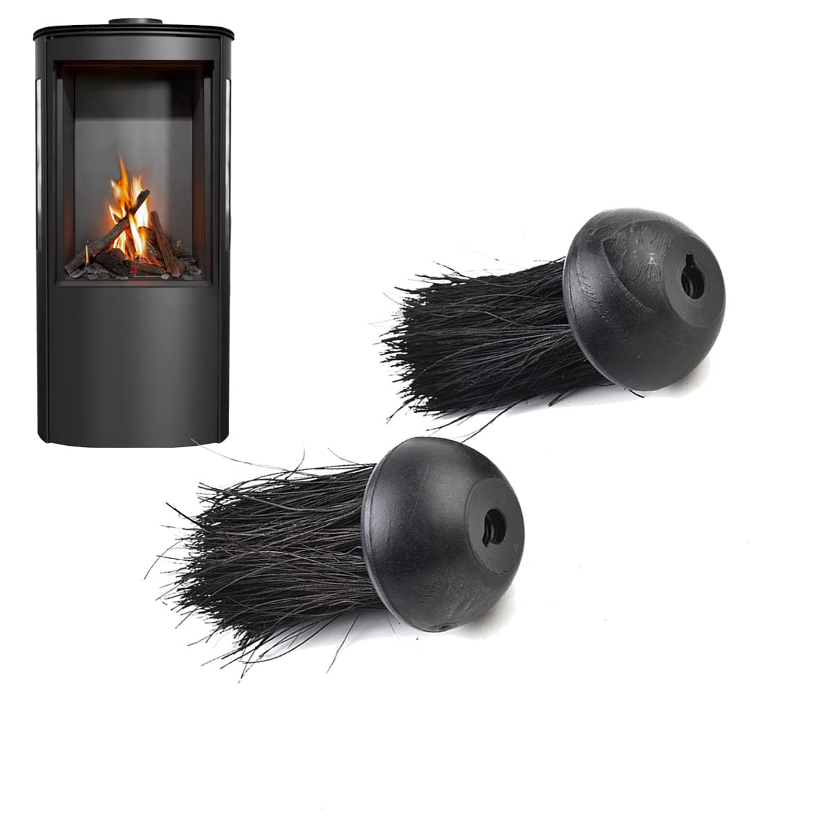 ZYWUOY Fireplace Brush Head, 2Pcs Round Hearth Brush Head, Fireside Companion Brush Head Replacement
