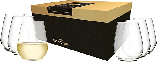 Libbey Signature Greenwich - Copas de vino sin tallo, 18 onzas, juego de 6, fabricadas en Estados Unidos, aptas para lavavajillas, cristalería sin