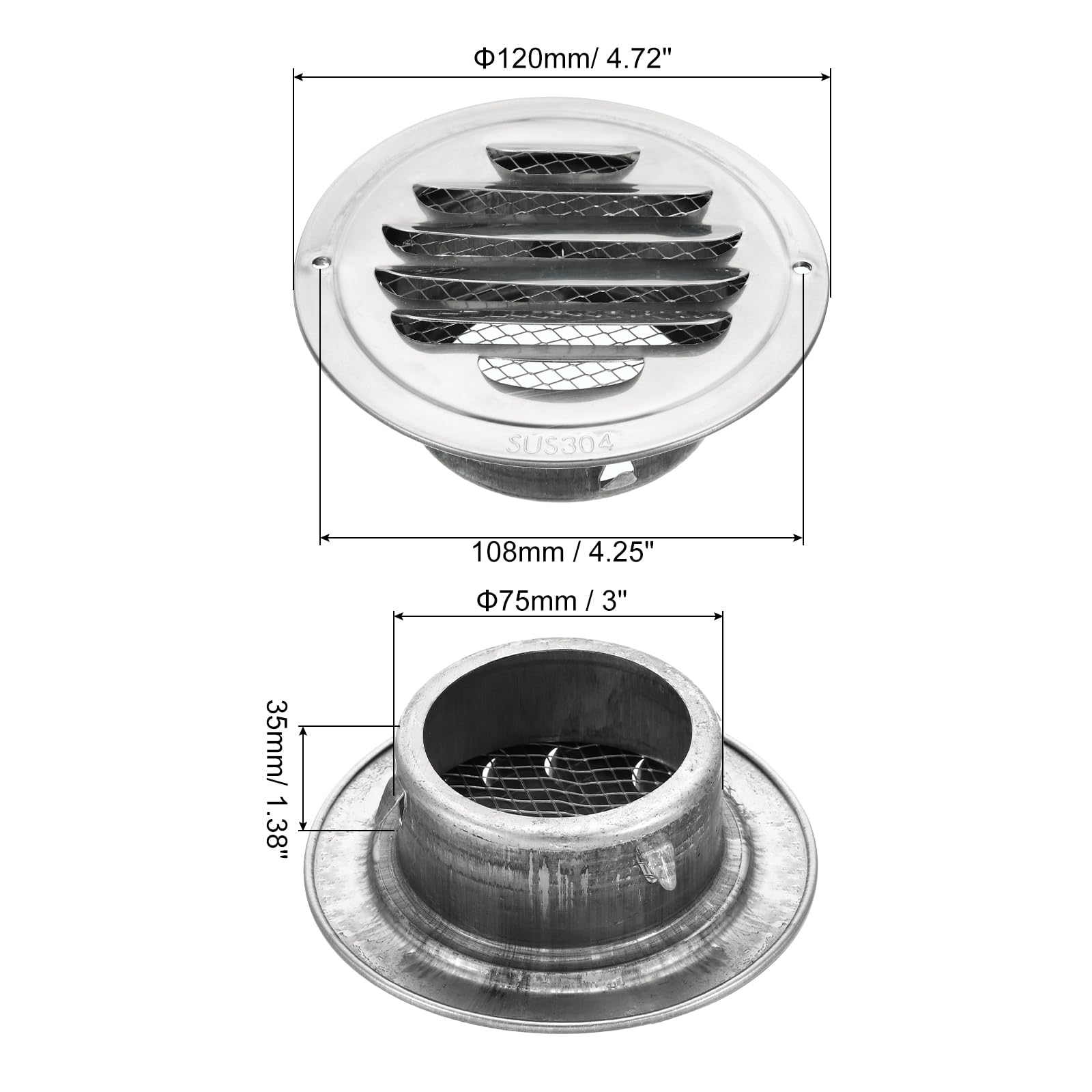 PATIKIL 3" Round Soffit Air Vents - Image 2