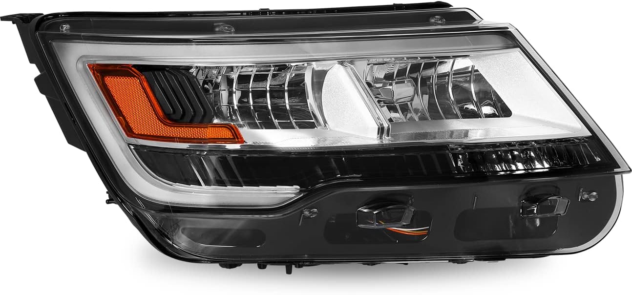 LED DRL Headlight Assembly Fit for 2016-2018 Ford Explorer Limited/Platinum/XLT OE Style Headlamp Replacement w/o LOGO, Right Passenger Side