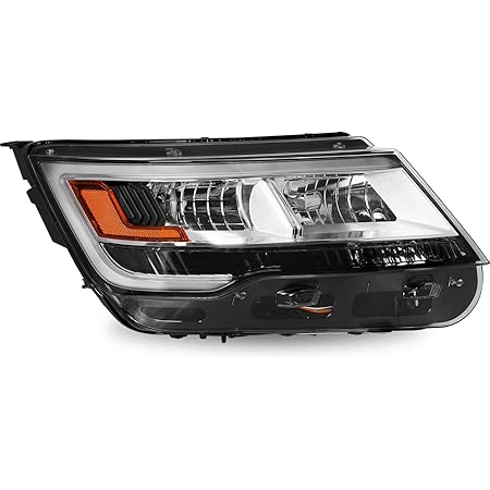 LED DRL Headlight Assembly Fit for 2016-2018 Ford Explorer Limited/Platinum/XLT OE Style Headlamp Replacement w/o LOGO, Right Passenger Side