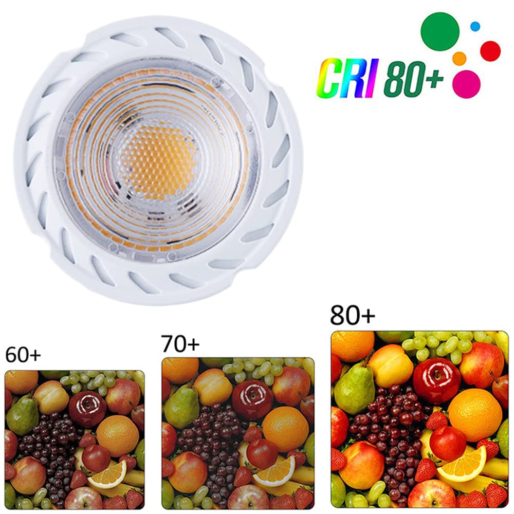 RYTM (paquete de 10) bombillas LED GU10 GU5.3 MR16 base bipin, 7W-400LM ángulo de haz de 40 grados no regulable, bombillas LED empotrables para paisaje, foco, iluminación de pista