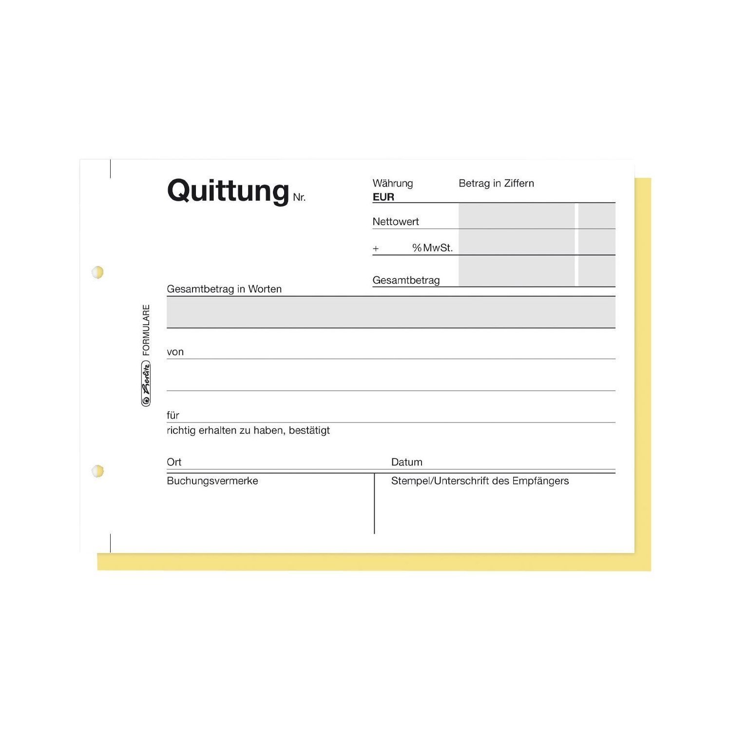 Herlitz 7876147 Quittungsblock A6 402 2x40 Blatt, selbstdurchschreibend (25er Pack)