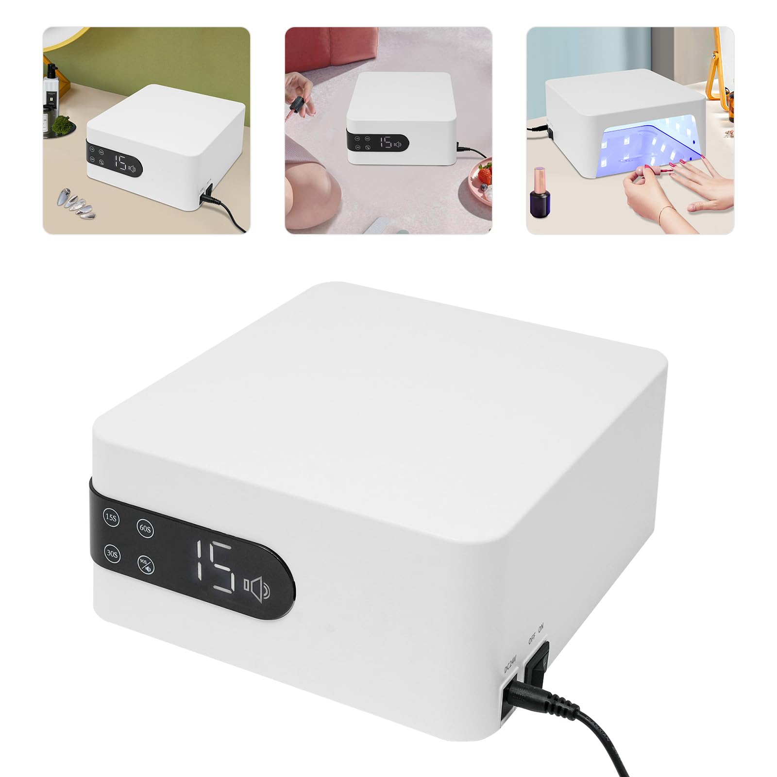 Lampe UV LED pour ongles - 48 W - 45 perles de lampe - Séchoir à ongles professionnel pour ongles en gel - Séchage rapide - Avec 4 minuteurs et capteur automatique - Pour manucure à la maison et au