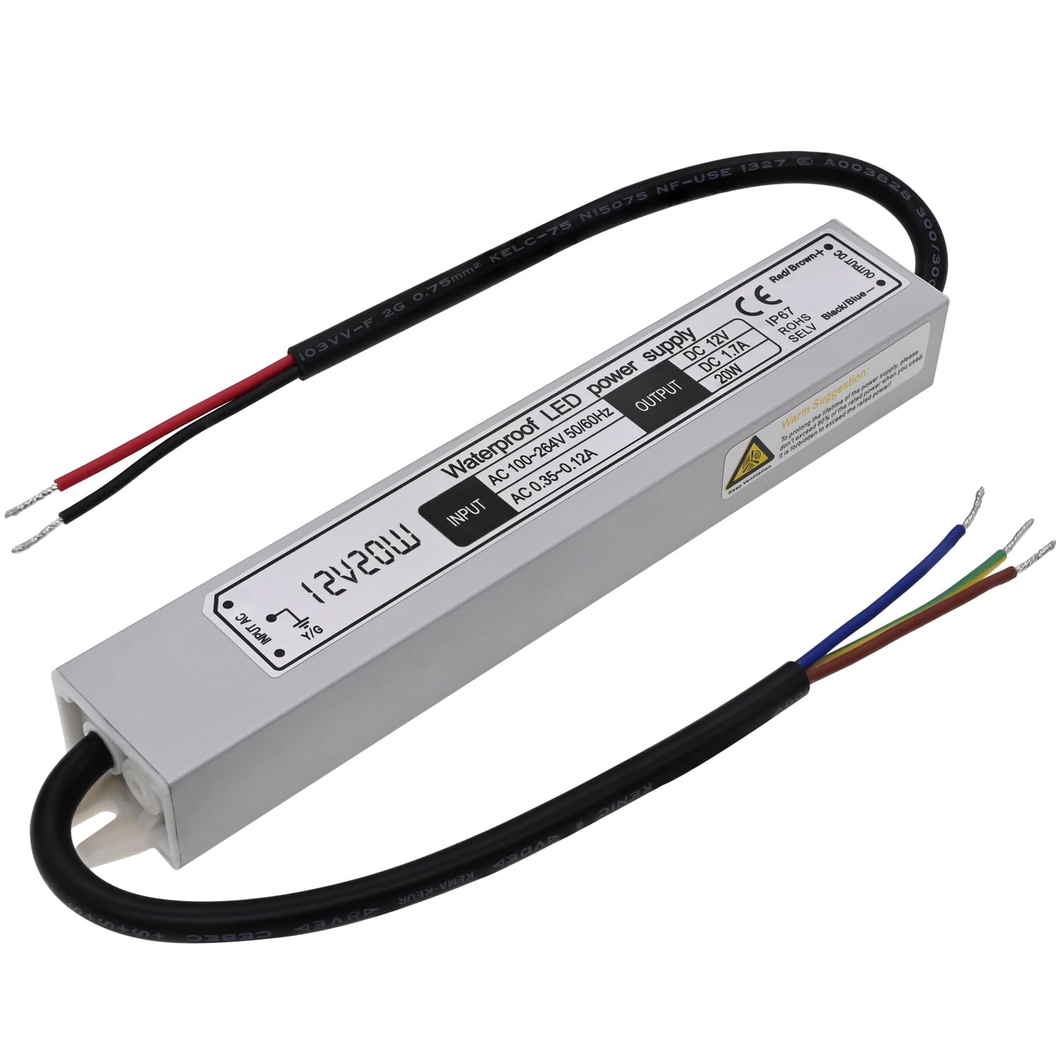 NISICO 12V 20W LED Power Supply Low Voltage Transformer Adapter,AC100