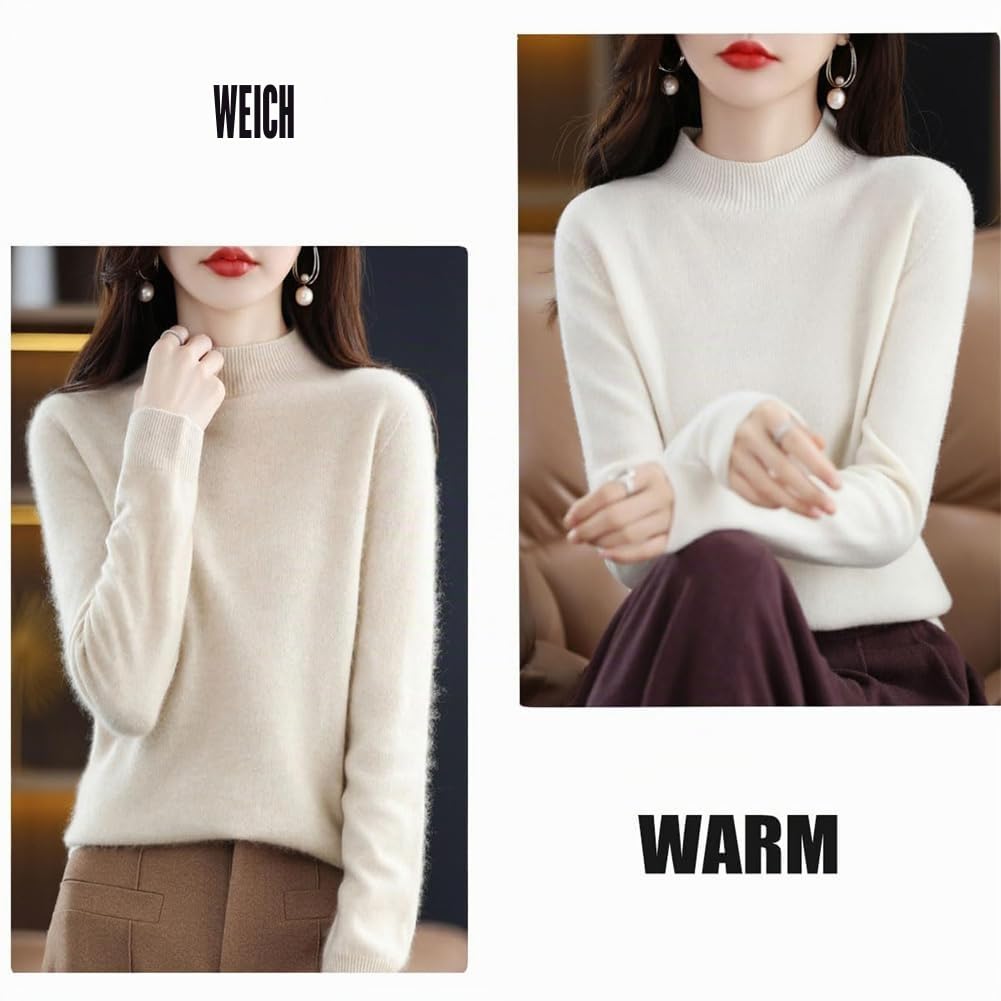 XZEIT Kaschmir-Pullover für Frauen, 100% Kaschmir-Langarm-Pullover, Rundhalsausschnitt, lässiger Strickpullover