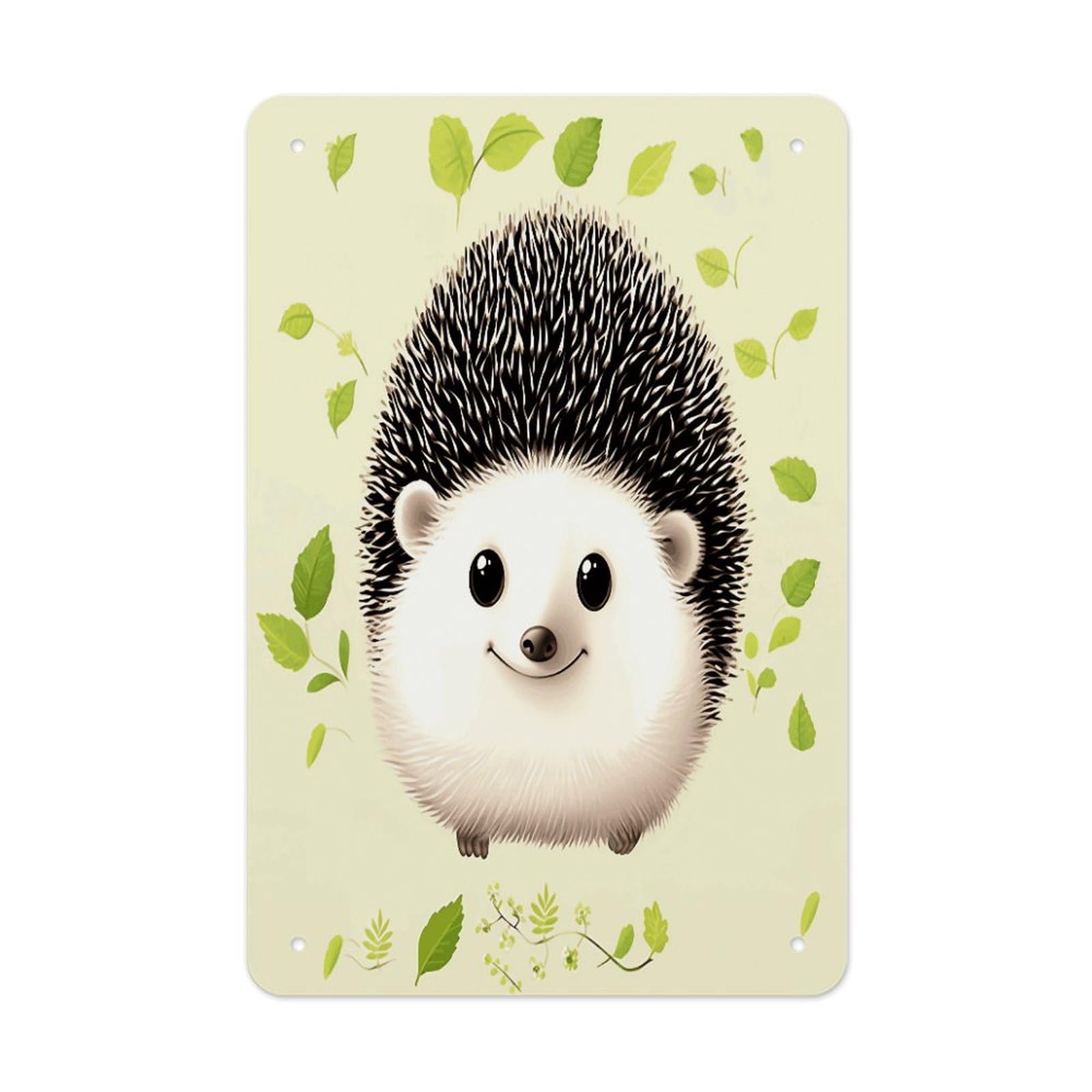 VstaDank Cute Hedgehog Metal Tin Signs Personalized Wall Art Prints Decoration Art Poster Funny Vintage Tin Sign Iron Sheet Painting Metal Signboard Decor Painting for Wall Decor