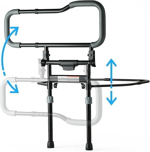 Riel de cama ajustable para adultos mayores, mango de asistencia deslizante sin herramientas para personas mayores, se adapta a tamaño individual,