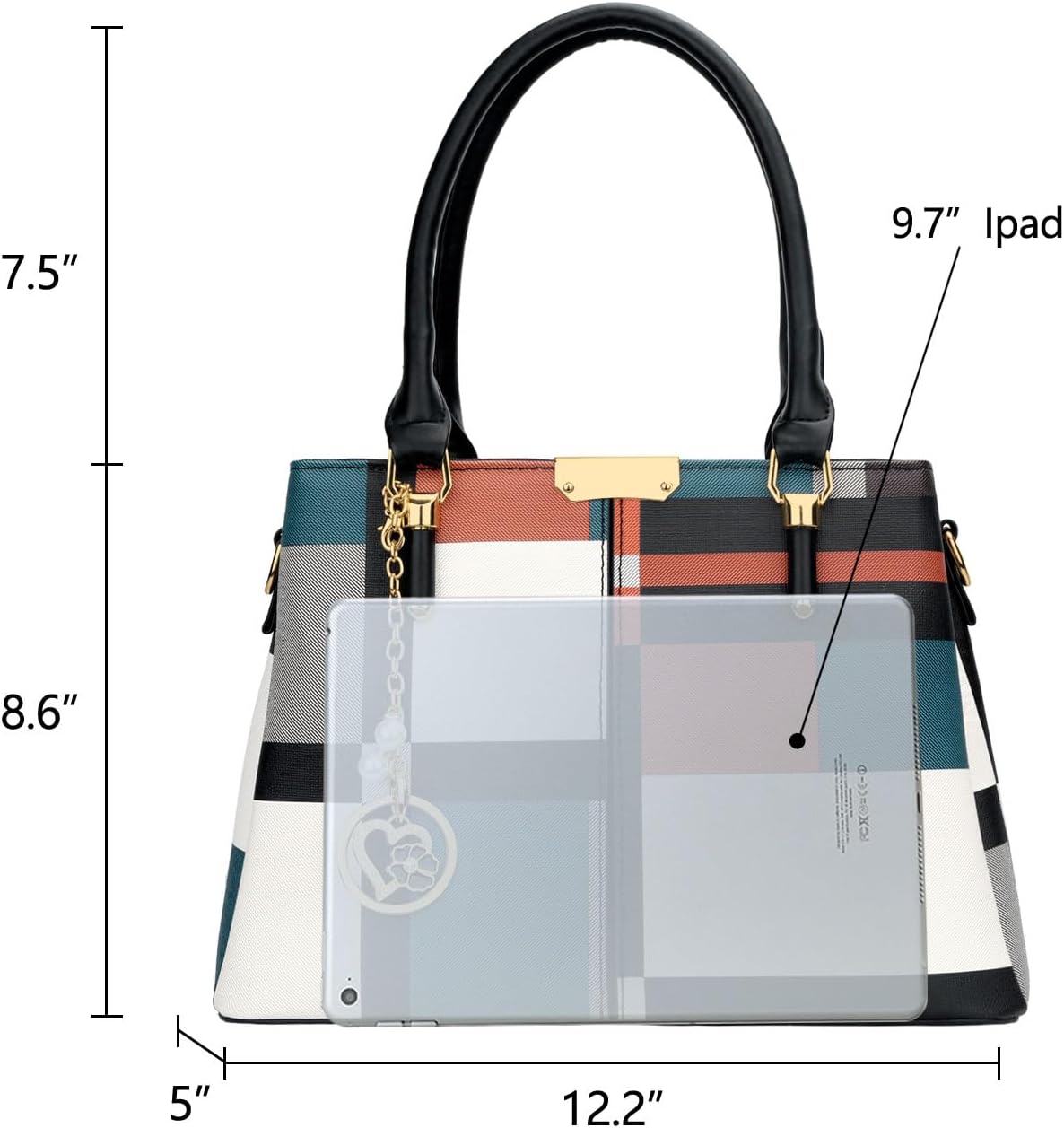 KKXIU 3 Zippered Compartments Purses and Handbags for Women Top Handle Satchel Shoulder Ladies Bags - Image 6