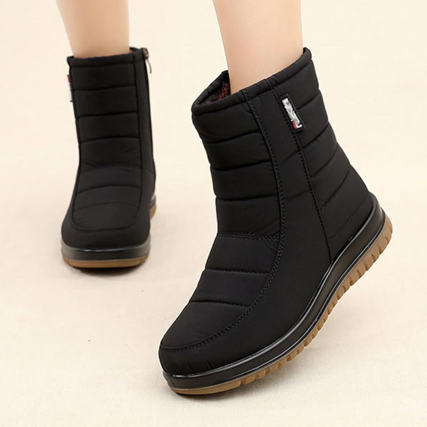 Women's Winter Waterproof Snow Boots,Comfortable Warm Lined Non-Slip Outdoor Side Zipper Short Ankle Booties