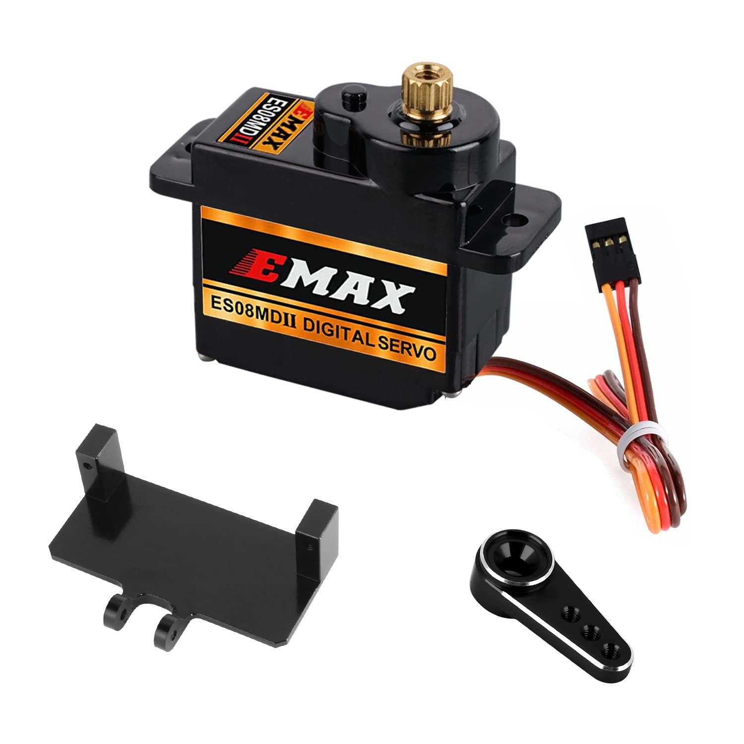 RC Servo EMAX ES08MD II Mini Metal Gear 12g SCX24 Digital Servo with Servo Mount Bracket and Arm for RC Car Boat Model