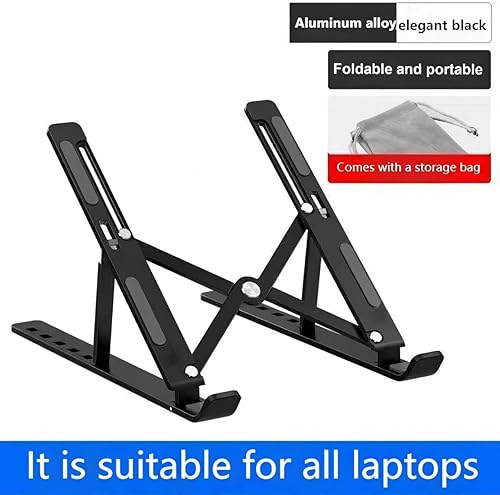Miniatura 2 de Soporte de refrigeración para laptop, soporte de escritorio portátil ergonómico plegable de aluminio ajustable de 6 ángulos, compatible con MacBook