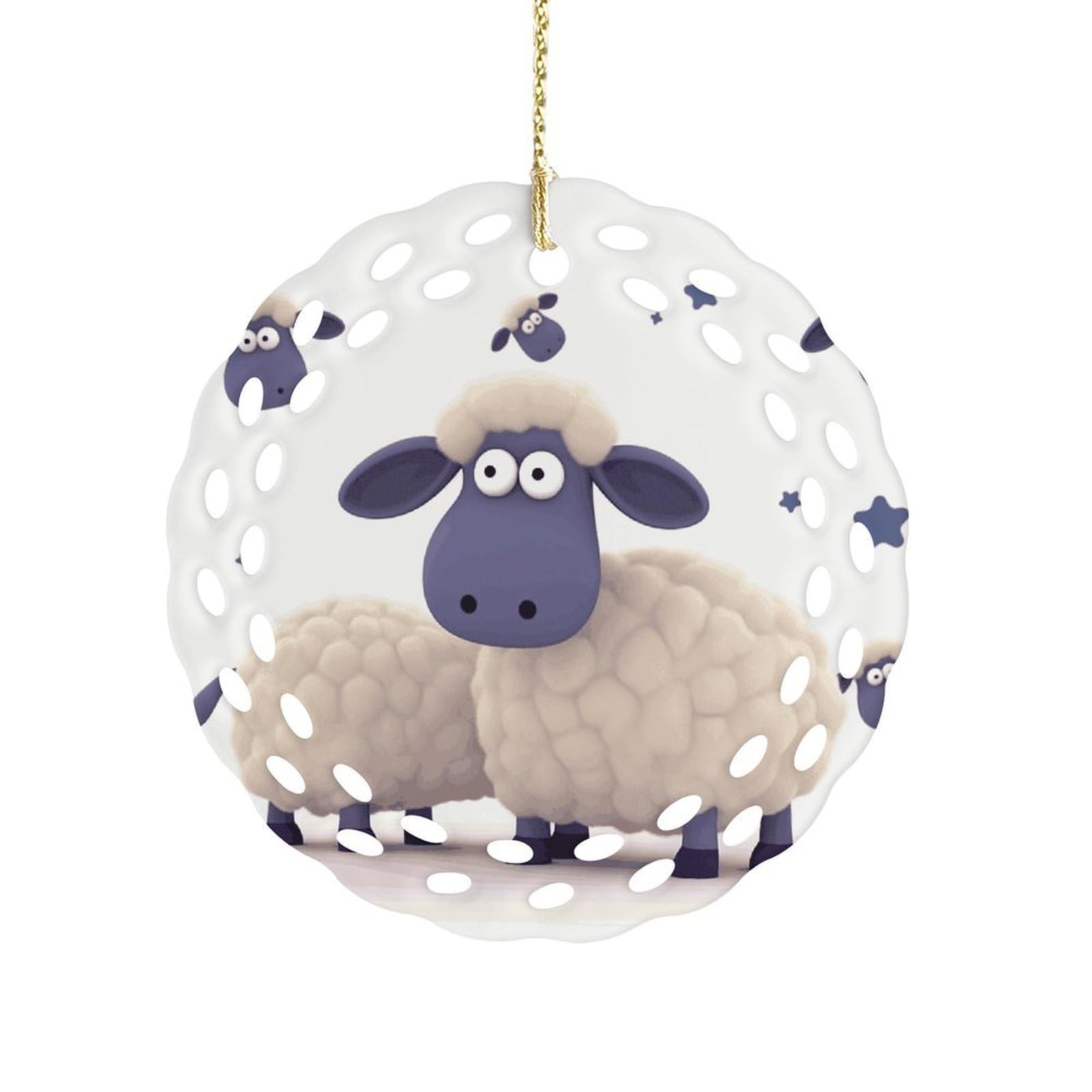 Wsoihfec Style Sheephanging Ornaments For Tree- Christmas Ornaments,Home Decor | Housewarming Gifts,Ceramic Keepsake For Family, Friends