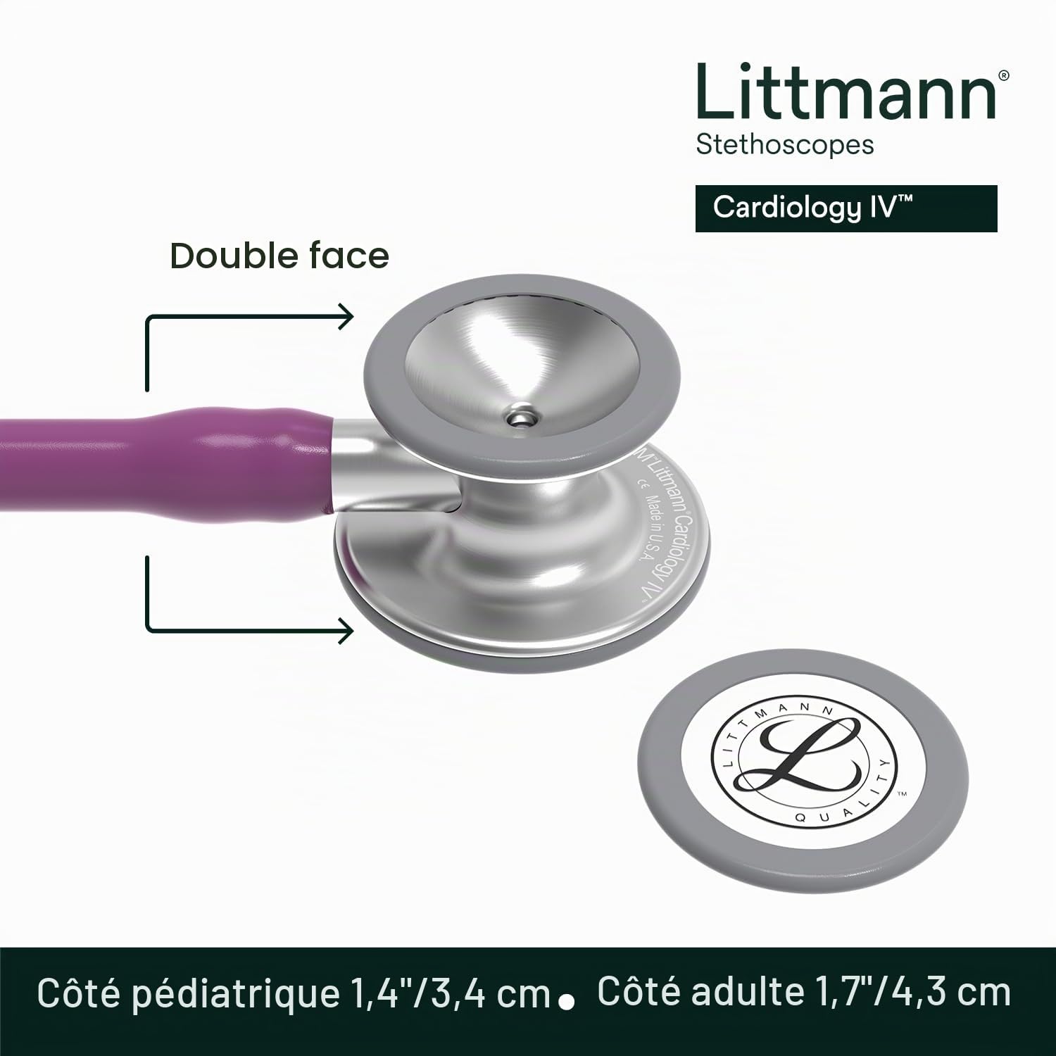 3M Littmann Stéthoscope de diagnostic Cardiology IV, pavillon standard, tubulure prune, 69 cm, 6156