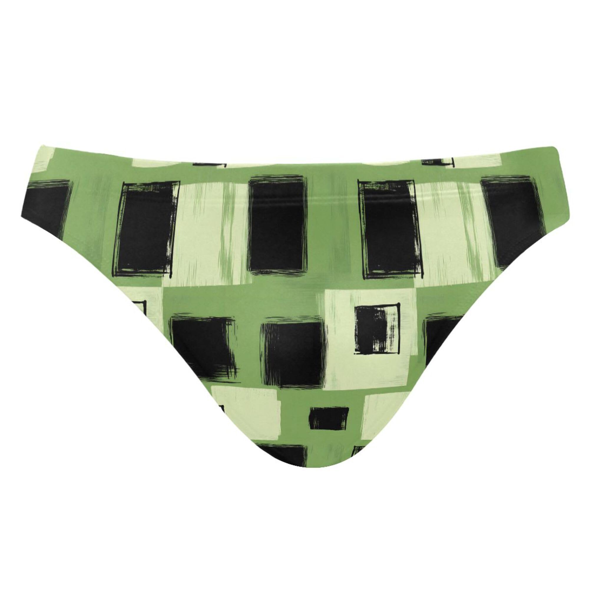 Men's Swim Briefs Green Black Buffalo Check Plaid Swimsuit Beach Swimwear Bikini M B0403480