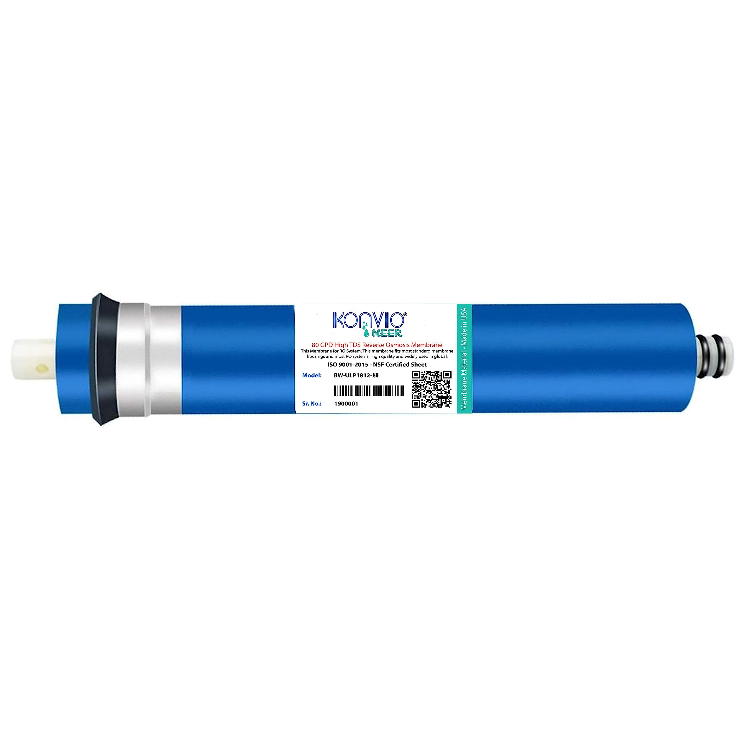 Konvio Neer High 3000 TDS Membrane Filter Suitable for All Type of RO Water Purifier (80 GPD Membrane)
